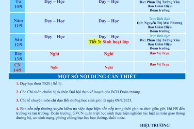 LỊCH CÔNG TÁC TUẦN 01 (từ 08/09/2025 đến 14/09/2025)