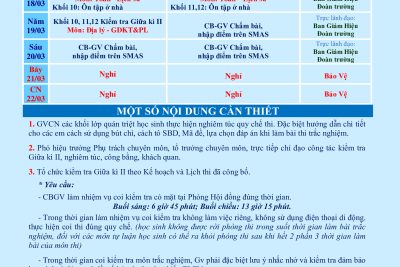 LỊCH CÔNG TÁC TUẦN 27 (từ 16/03/2026 đến 22/03/2026)