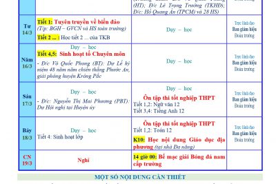 KẾ HOẠCH TUẦN 27 (Từ ngày 13/3/2023 đến 19/3/2023)