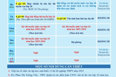 LỊCH CÔNG TÁC TUẦN 39 (từ 02/6/2025 đến 08/6/2025)