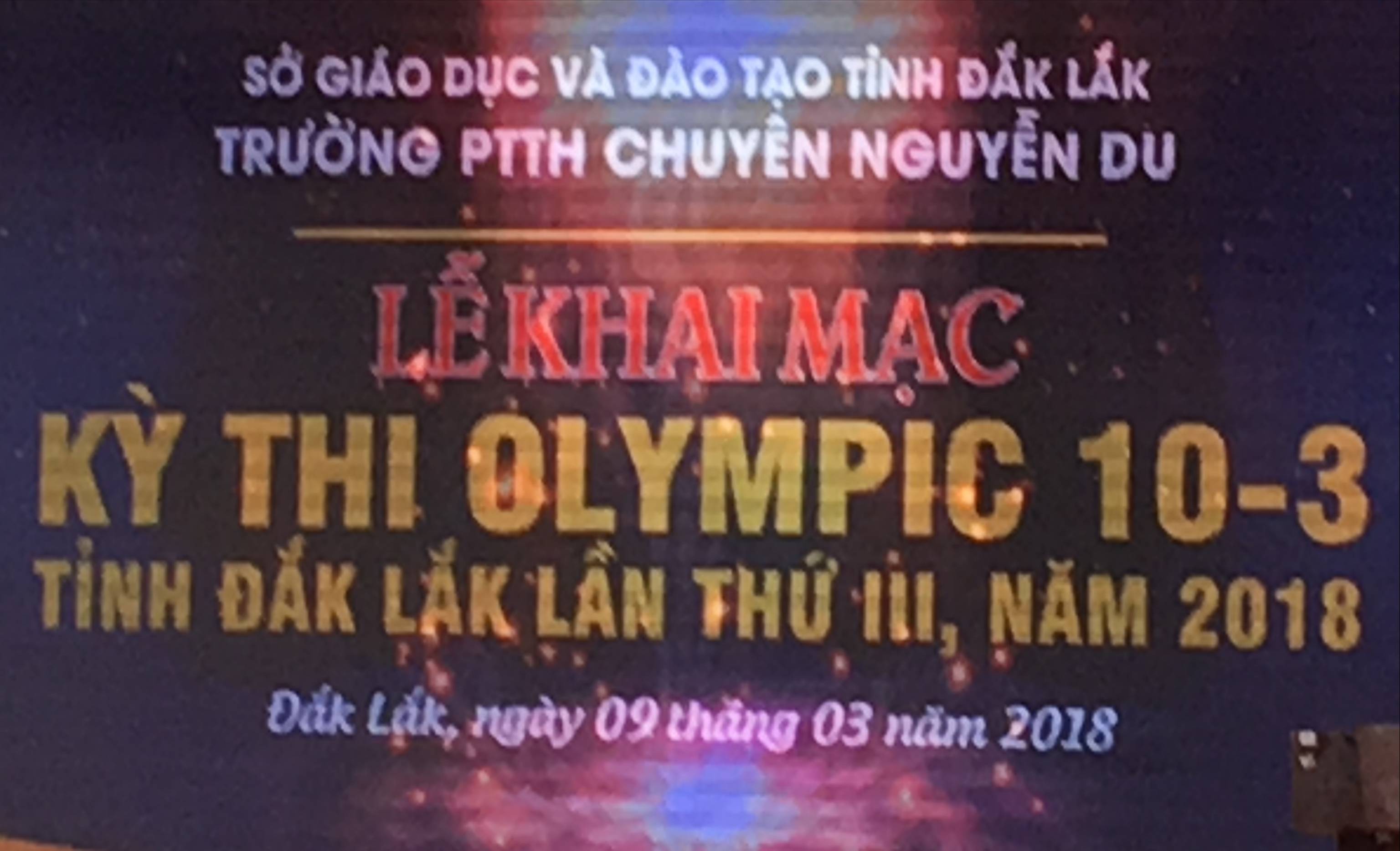 Kỳ thi Olympic 10/3 truyền thống tỉnh Đắk Lắk lần thứ 3 năm 2018